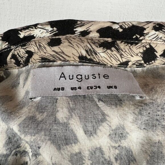 Auguste The Label Tunic 4 Womens Animal Print Drawstring 3/4 Sleeves Buttons - Picture 5 of 11